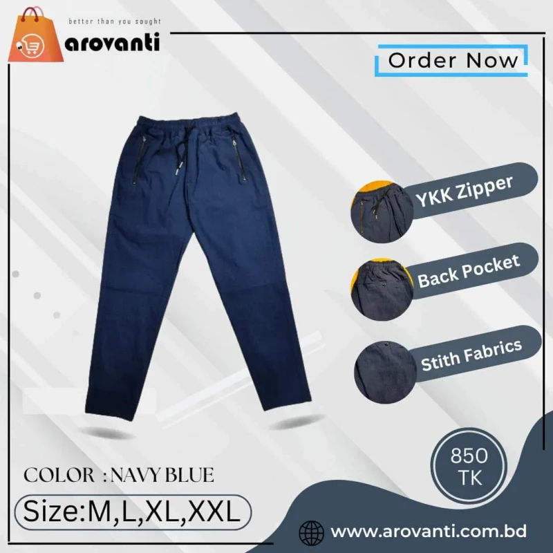 Premium Casual Trouser Pant - Navy Blue