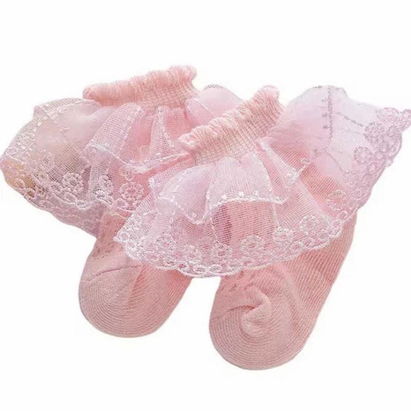 Baby Girls Socks Double Layered Lace Socks ০-১২মাস ফ্রি সাইজ