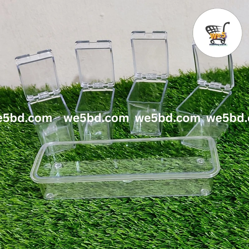 4 IN 1 Spice Jar Box With Spoon -Multi Crystal Seasoning Box - Thumbnail 4