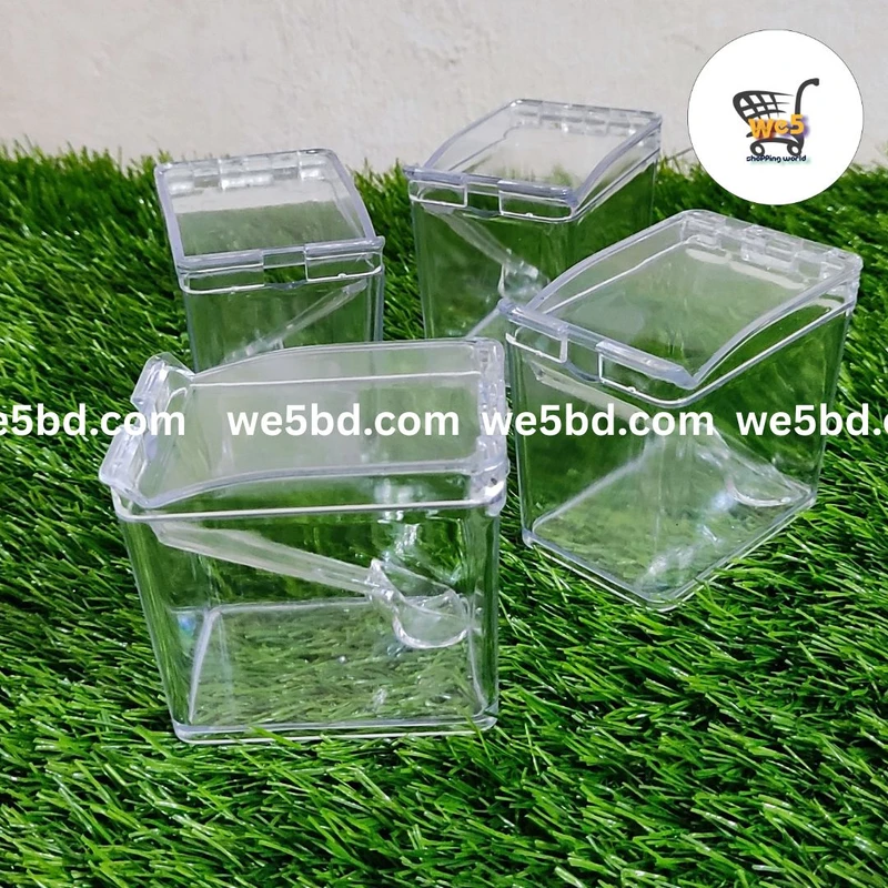 4 IN 1 Spice Jar Box With Spoon -Multi Crystal Seasoning Box - Thumbnail 6