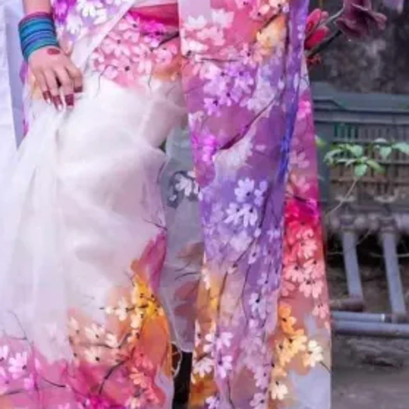 Hand Print Couple Set Saree and Panjabi-Package💙